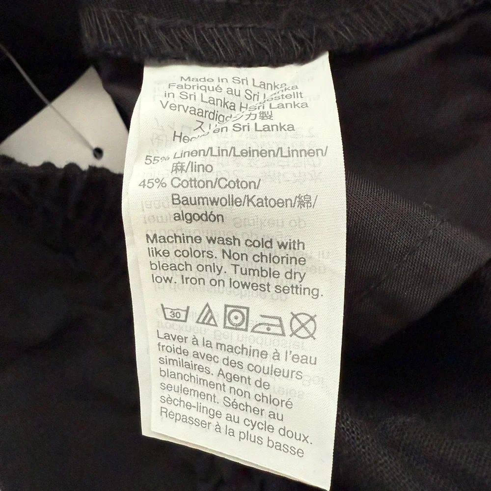 J Crew Factory NWT Linen Cotton Blend Drawstring Pull On Cuffed Black Pants 00‎ - Picture 6 of 10